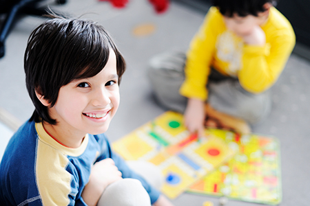 Kids playing board games